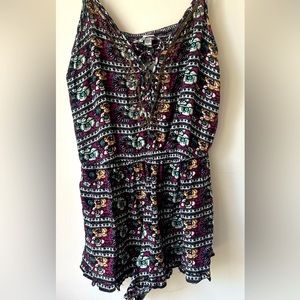 Romper with lace up front